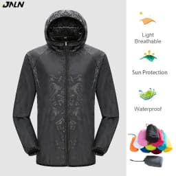 JNLN الرجال النساء مقاوم للماء سترات للتنزه سريعة الجافة التخييم سترة واقية للجنسين في الهواء الطلق الرحلات معطف واق من المطر المضادة للأشعة فوق البنفسجية Packable الملابس
