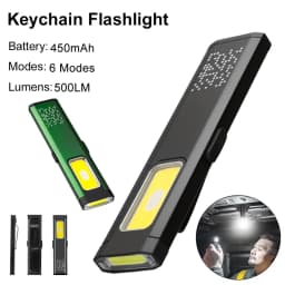 مصباح شعلة LED صغير محمول قابل لإعادة الشحن، مصباح جيب للعمل في الهواء الطلق مقاوم للماء مع قبضة مغناطيسية، مصباح يدوي LED مدمج