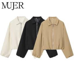 MUJER 2025 سترة نسائية منفوخة بسحاب سترات اسكواش منتفخة للنساء سترة مقصوصة للموسم الديمي للنساء معاطف ملابس خارجية جديدة
