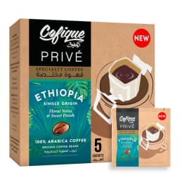 Cofique Prive Specialty Coffee Ethiopia Ground Coffee Beans Sachets 5 x 12 g