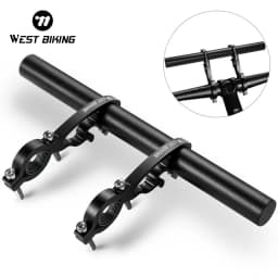 WEST BIKING MTB الكربون المقود موسع الطريق الدراجة المتكاملة مقبض الألومنيوم تمديد بار الدراجة الكمبيوتر ضوء حامل هاتف