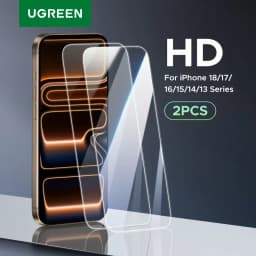 واقي شاشة UGREEN قطعتين لهواتف آيفون 18 و17 و16 و15 و14 و13 برو ماكس، زجاج مقوى لآيفون 16 بلس، واقيات شاشة لآيفون 15 برو