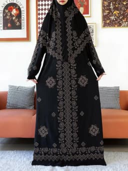 طقم إسلامي مكون من قطعتين فستان صلاة حجاب طقم عباية أنيق للنساء ملابس صلاة حجاب طويل خيمار طقم فساتين رمضان إسلامي