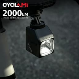 مصباح أمامي ذكي للدراجات CYCLAMI CYC2000 مع تحكم عن بعد لاسلكي، إضاءة فائقة السطوع للدراجات، يثبت تحت المقود للدراجات الجبلية والطرق، مناسب للقيادة الليلية