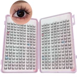 288 رموش كبيرة مع رموش مدببة على شكل عين القطة C-Curl 10-14 مم طبيعية وخفيفة دون وامضة للتكبير