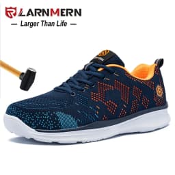 أحذية أمان LARNMERN للعمل للرجال من الصلب عند أصابع القدم أحذية رياضية مقاومة للثقب ومضادة للانزلاق للنساء