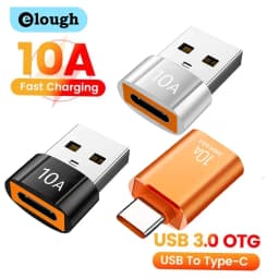 Elough 10A USB نوع C إلى USB A محول USB 3.0 إلى نوع C OTG محول موصل لماك بوك باد هواوي شاومي سامسونج