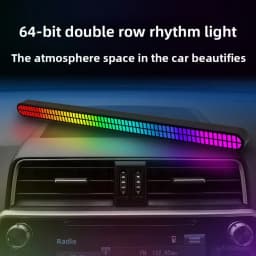 30 سنتيمتر صف مزدوج 64bit RGB لاقط عمود إضاءة LED التحكم الصوتي ضوء قابلة للشحن المغناطيسي الموسيقى إيقاع ضوء سيارة جو الإضاءة