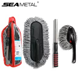 SEAMETAL ستوكات غسيل السيارات ممسحة قابلة للتطوير مقبض مزيل الغبار تنظيف مجموعة فرش لينة الشعر سيارة بالتفصيل منفضة ممسحة غسل أداة