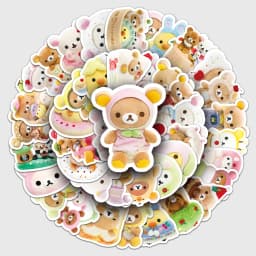 50 قطعة من ملصقات الكتابة على الجدران اللطيفة من سلسلة Easy Bear، ملصقات شخصية لحقيبة الكمبيوتر المحمول ولوح التزلج