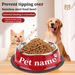 محفورة اسم مخصص الفولاذ المقاوم للصدأ وعاء الحيوانات الأليفة المضادة للطرف عدم الانزلاق قاعدة للكلاب القط جميع السلالات هدايا تذكارية شخصية مثالية