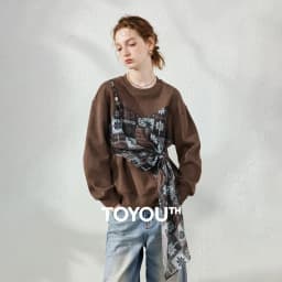 بلوزة نسائية من TOYOUTH بتصميم مزدوج الطبقات وهمي، فضفاضة بتصميم ملفوف، طراز حضري عتيق، لخريف 2026