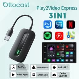محول OTTOCAST Play2Video Express اللاسلكي CarPlay Android Auto لـ Youtube Netflix لملحقات سيارة فولفو شيفروليه VW