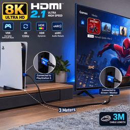 سلك HDMI طول 3 متر 2.1 عادي 8K