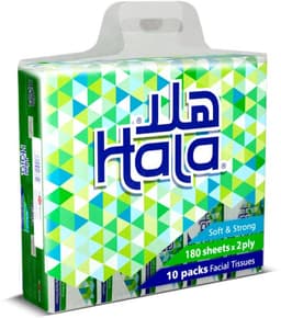 مناديل هلا وجه 160 منديل مزدوج * 10 علب