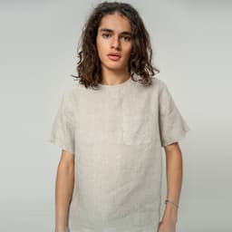 تيشيرت لينن بيج | Light brown linen T-shirt