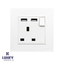 فيش 13 امبير مع LUXIFY USB ابيض