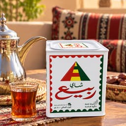 علبة شاهي البدير مع الشاهي معدلة استيكر شاي الربيع