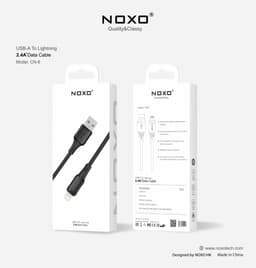 كيبل USB-A to Lightning من السيليكون بطول 1M من NOXO - أسود