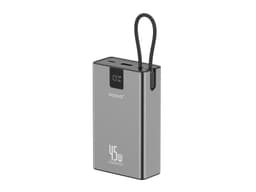 بطارية متنقلة بسعة 20000mah بقوة 45W مع مخرج USB-C ومخرج USB-A مع كيبل مدمج مخرج USB-C من NOXO - رمادي