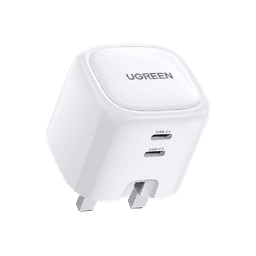 فيش جداري Nexode بمخرجين USB-C وقوة 45W مع تقنية GAN مع كيبل USB-C بطول 1M من يوجرين - أبيض