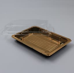 صحن بلاستيك بغطاء شفاف