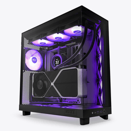 صندوق أسود NZXT H6 Flow RGB – Compact Dual-Chamber – 3x120mm RGB Fans – Panoramic Glass
