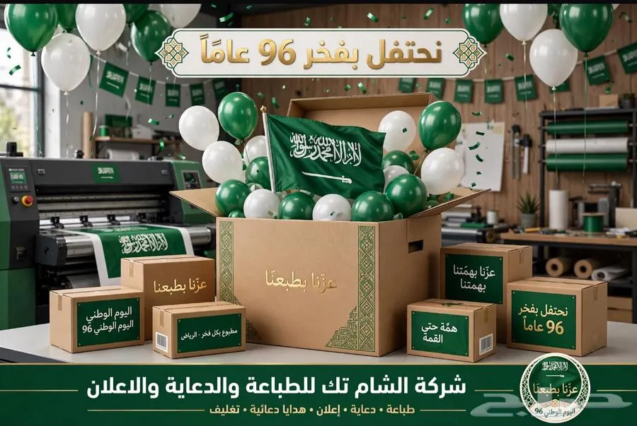 مطبعة الشام تك . طباعة كروت شخصية . عرض اليوم الوطني السعودي — صورة 2