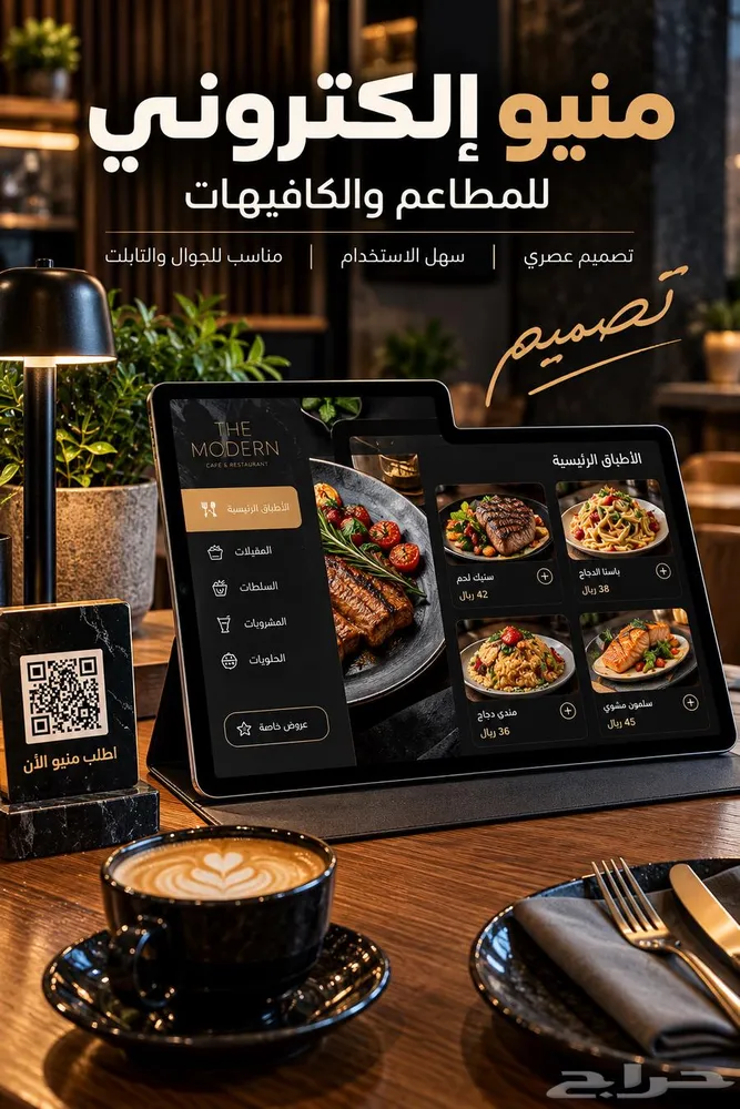تصميم منيو إلكتروني للمطاعم والكافيهات