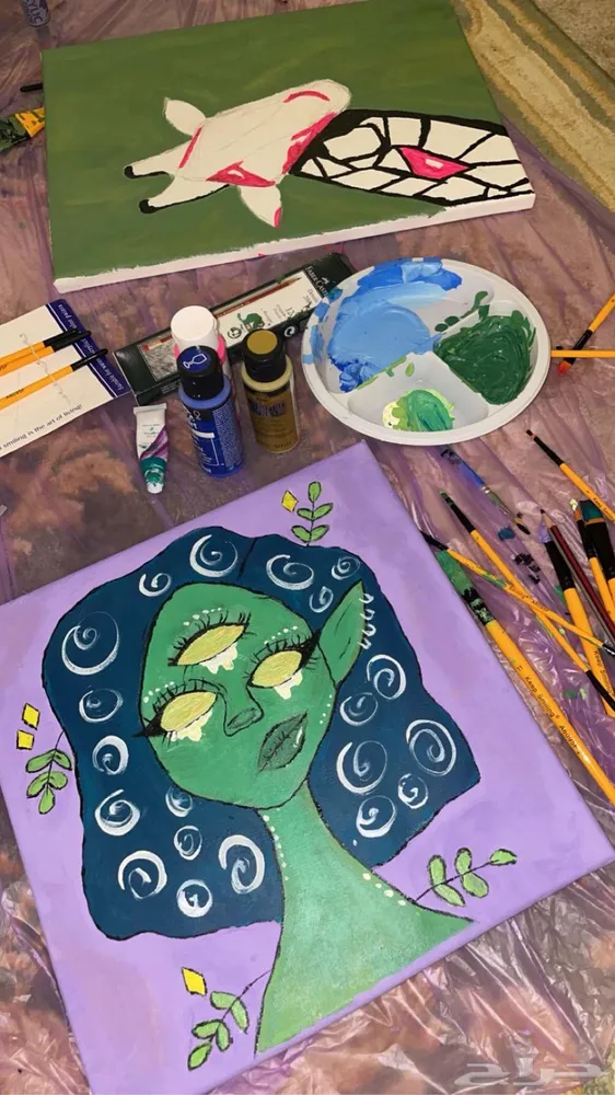 لوحات فنية مرسومة يدوياً على الكانفس — صورة 2