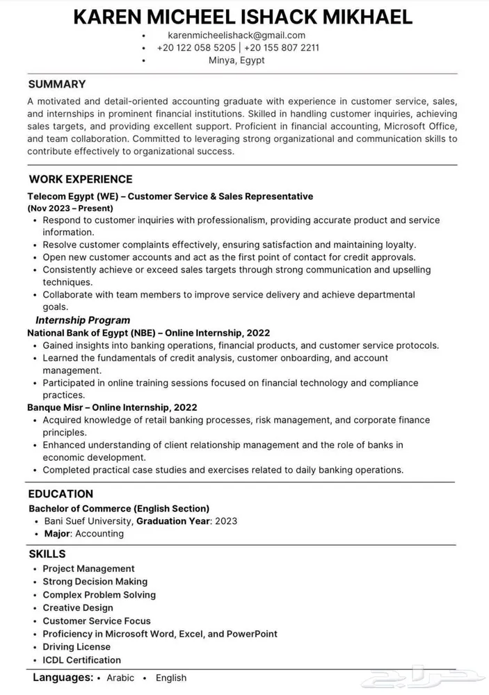 انشاء سيرة ذاتية ATS CV — صورة 2