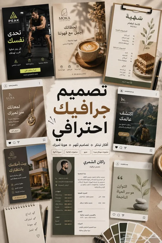 تصميم جرافيك احترافي (اعلان سوشل ميديا CV منيو شعار ..) — صورة 1
