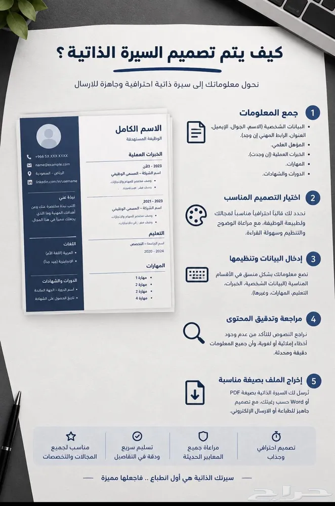 كاتب سيرة ذاتية cv (عربي - إنجليزي)