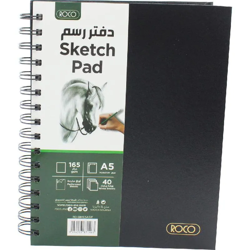 روكو دفتر رسم، 165 gsm، ابيض، A5، 40 ورقةY
