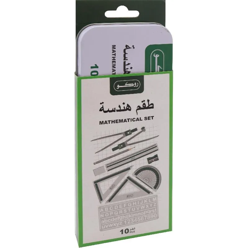 روكو طقم أدوات هندسية، علبة قصدير/أكريليك، 10 أجزاء