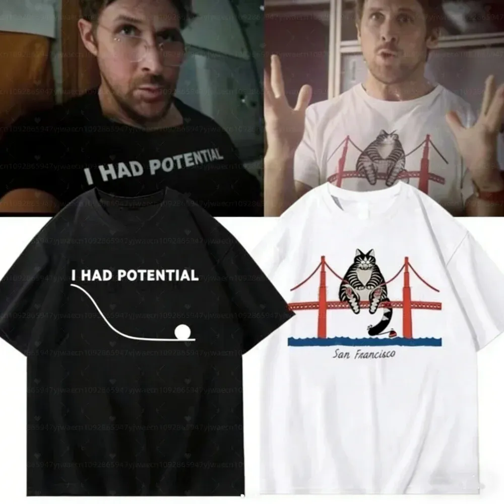 2026 Project Hail Mary - I Had Potential Graphic CAT تي شيرت رجالي قطني برقبة دائرية للجنسين، سويت شيرت رجالي نسائي، هوديز رجالي — صورة 1