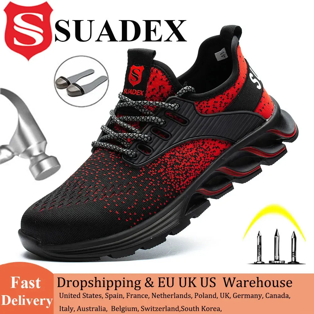 SUADEX أحذية أمان الرجال النساء الصلب تو الأحذية غير قابل للتدمير أحذية عمل خفيفة الوزن تنفس مركب تو الرجال EUR حجم 37-48 — صورة 1