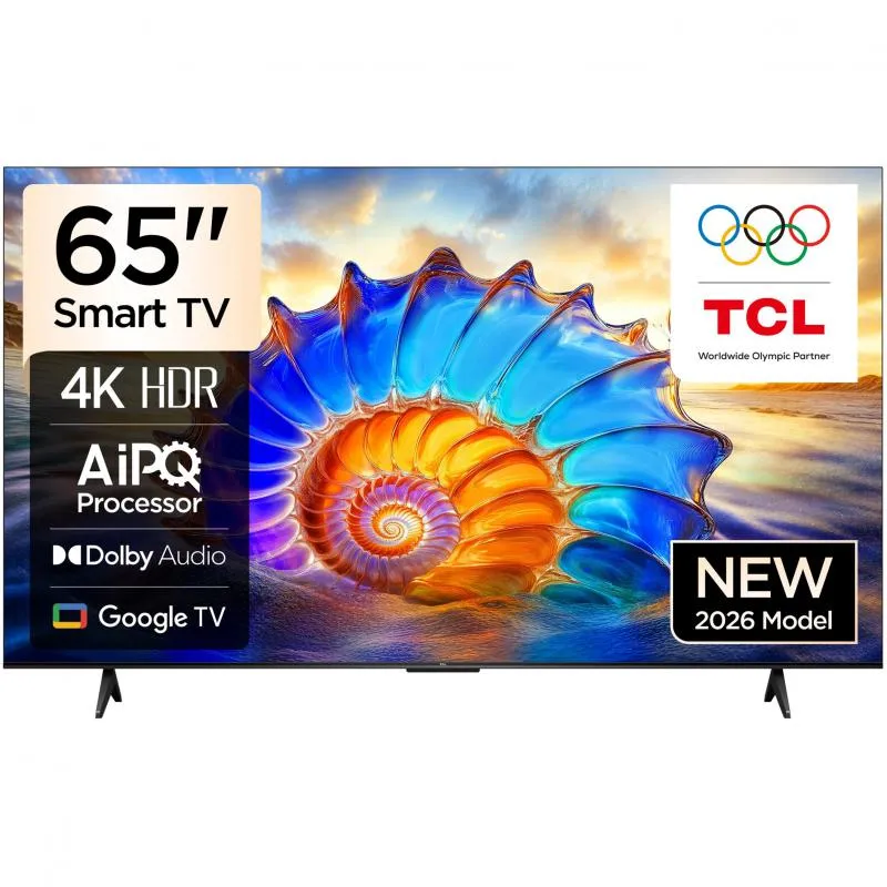 تي سي ال 65 بوصة تلفزيون ذكي، دقة 4 كيه ليد، 60 Hz، اسود، في 6 دي