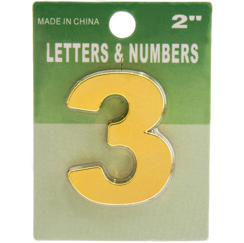 روكو أرقام بلصق ذاتي، "3"، انجليزي، ذهبي