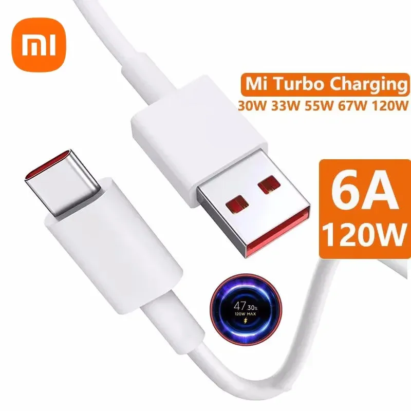 كابل شحن فائق السرعة أصلي من شاومي 6A 120W من نوع USB-C لهواتف شاومي مي 13 و12 برو وريلمي وبوكو 12، كابل بيانات وشحن سريع توربو. — صورة 1