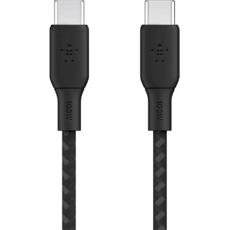 بيلكن بوست تشارج من USB-C الى USB-C سلك شحن ونقل بيانات، 2 متر، 6.56 قدم، اسود