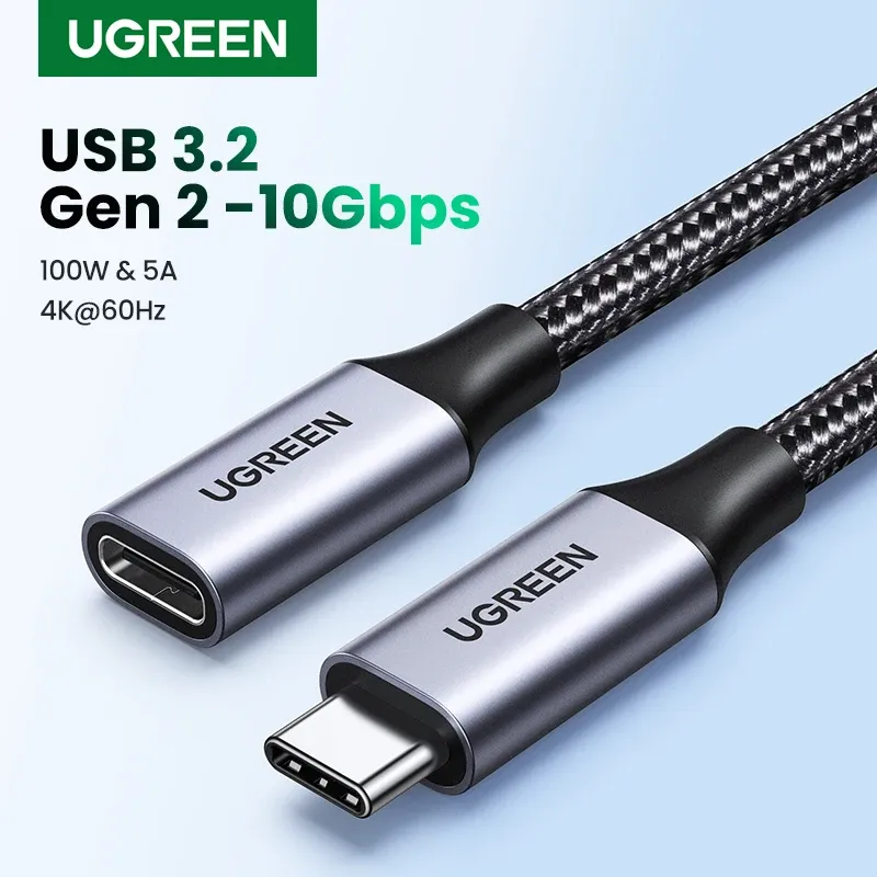 Ugreen USB C تمديد كابل نوع C موسع الحبل USB-C Thunderbolt 3 ل شاومي نينتندو التبديل USB 3.1 USB تمديد كابل — صورة 1