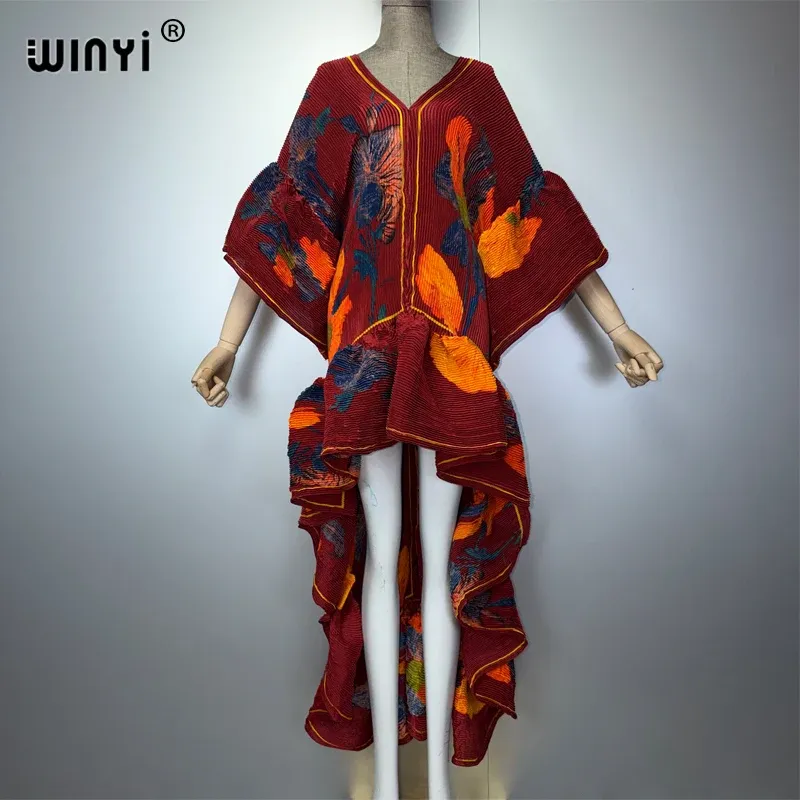 فستان كافتان ماكسي بوهو من WINYI بأسلوب الشرق الأوسط، أنيق ومطوي، مناسب للشاطئ والحفلات المسائية، عباءة دبي فاخرة — صورة 1