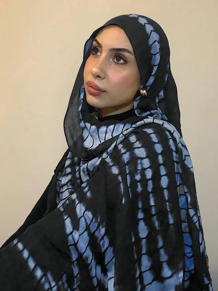 1 قطعة حجاب رمضان للنساء التمساح طباعة البوهيمي المائية لينة الحجاب مسلم الأزهار تنفس شال التفاف وشاح الحجاب — صورة 1