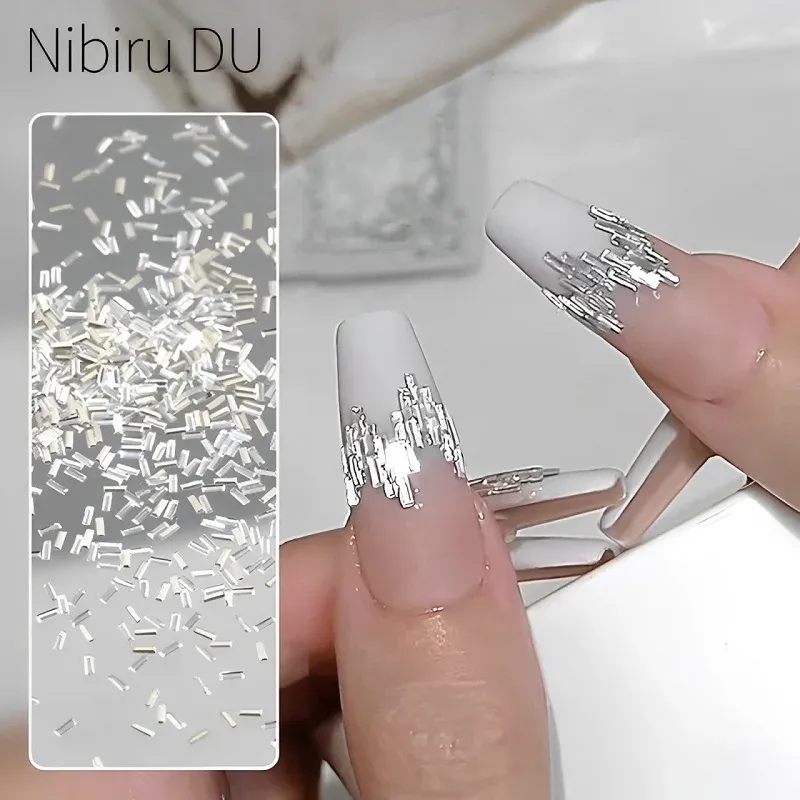 50 قطعة مسمار عاكس الراين الفضة رقيقة قطاع بار كريستال مسمار الفن شرائط خط الديكور DIY بها بنفسك مسمار نصائح مانيكير الحلي — صورة 1