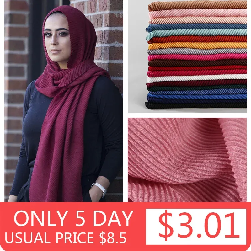 2022 المرأة عادي القطن وشاح رئيس الحجاب التفاف الصلبة التستر الكامل شالات Foulard فام عقال التجعيد مسلم الحجاب مخزن — صورة 1