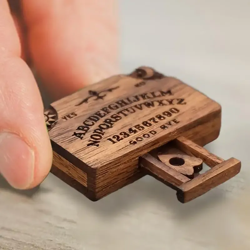 لوح Ouija صغير لوح روح مصغر عتيق مع درج خشبي مصغر درج حب عاطفي هدية تزيين المنزل — صورة 1