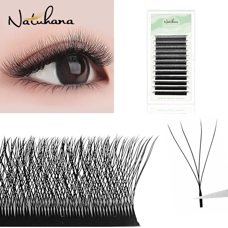 NATUHANA W على شكل 4D 5D 6D البرسيم رمش ملحقات الفردية مسبقة الصنع الروسية حجم مروحة لينة الطبيعية المنك الرموش الصناعية ماكياج — صورة 1