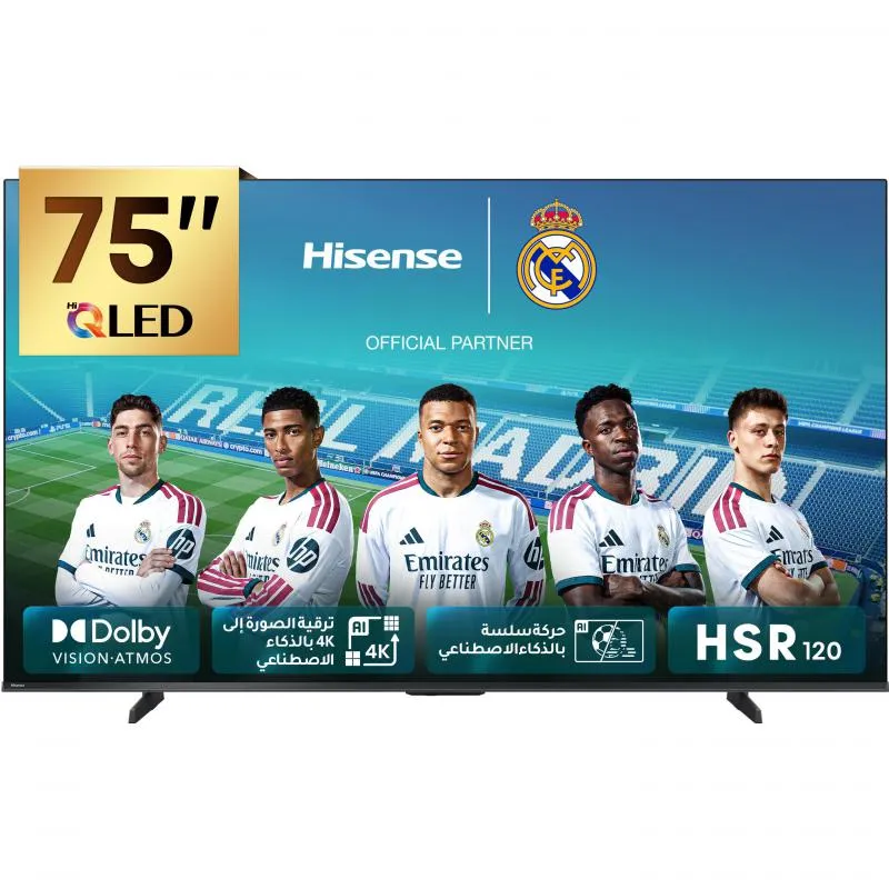 هايسنس 75 بوصة تلفزيون ذكي، دقة 4 كيه كيو ليد، 60 Hz، اسود، Q61Q