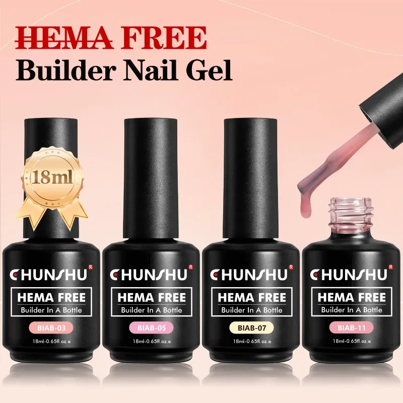 CHUNSHU هيما الحرة البناء UV جل 18 مللي منشئ جيل للأظافر في زجاجة شبه دائمة سميكة المطاط قاعدة هلام تمديد رسومات أظافر — صورة 1